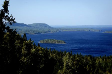 Jezero Pielinen a okolní kopce NP Koli